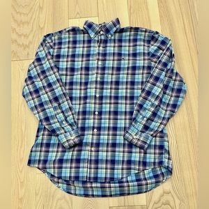 Vineyard Vines Whale Shirt Classic Fit Size Large Blue Purple White Green Check